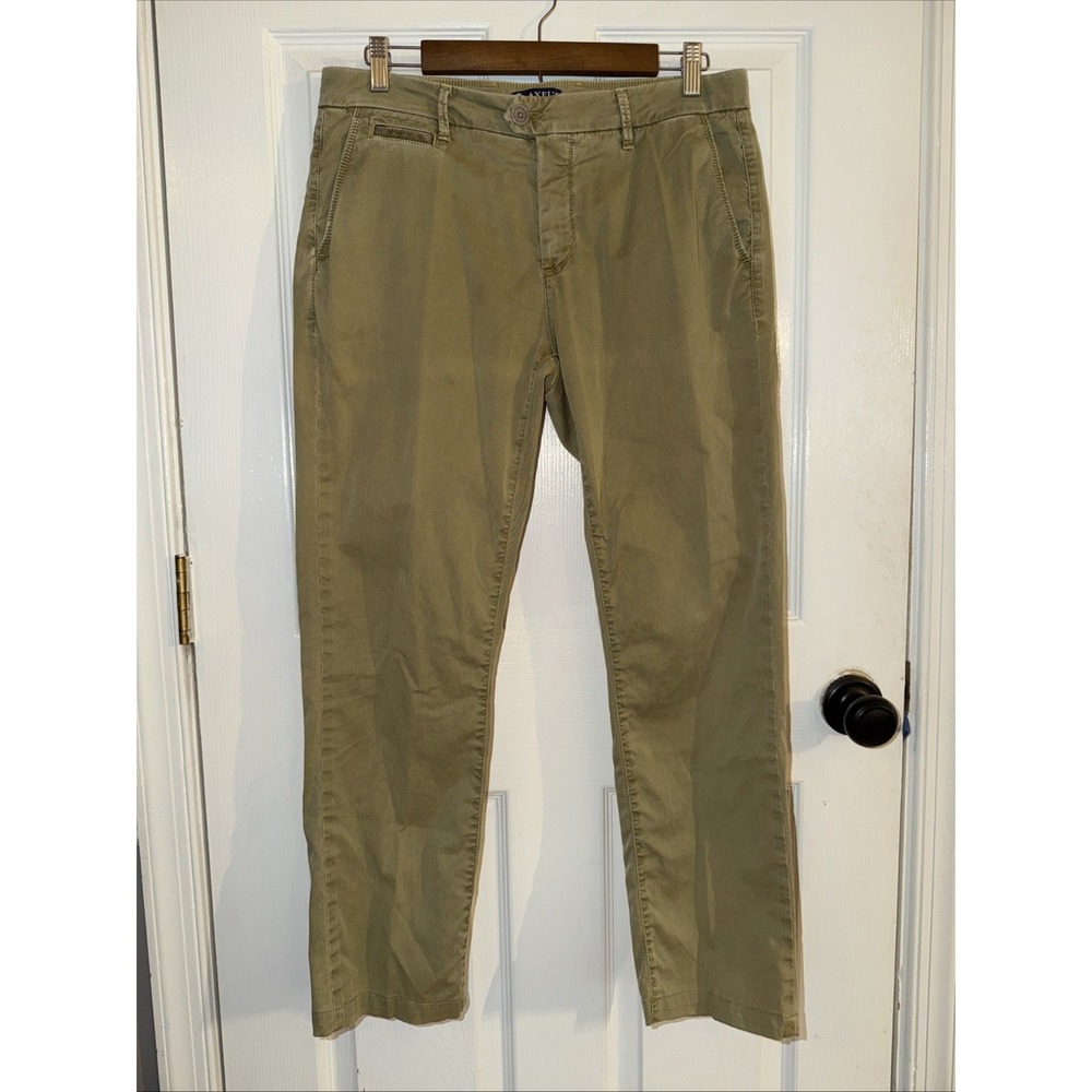 AXEL'S Men's Green Chino Robin Pants Size 33 Vail Colorado Italy Flat Front 28"